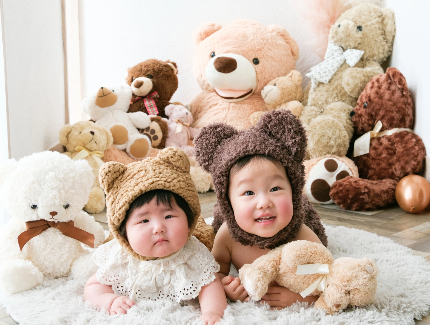 くまの着ぐるみで撮影した子どもの写真 3