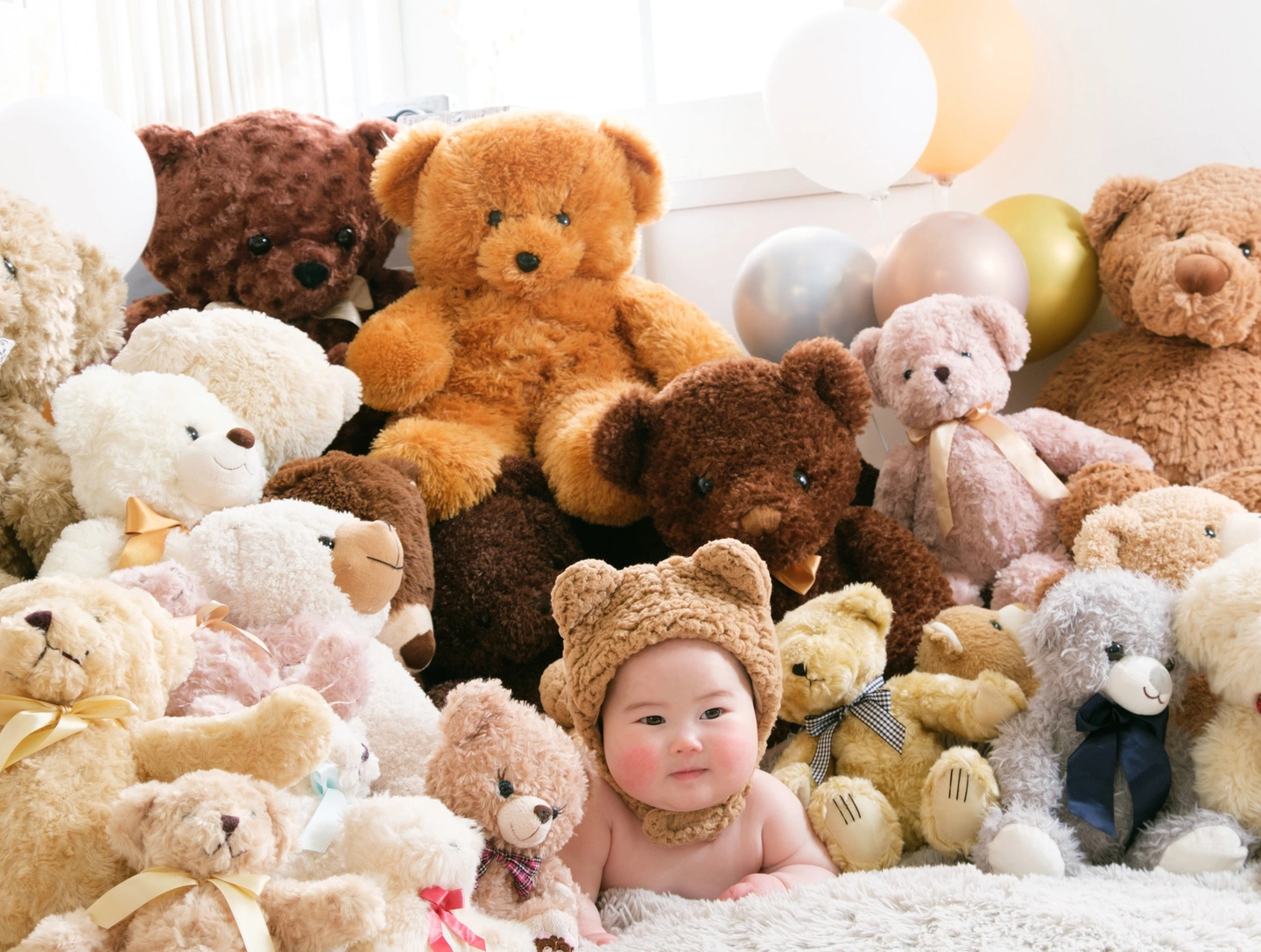 くまの着ぐるみで撮影した子どもの写真 5